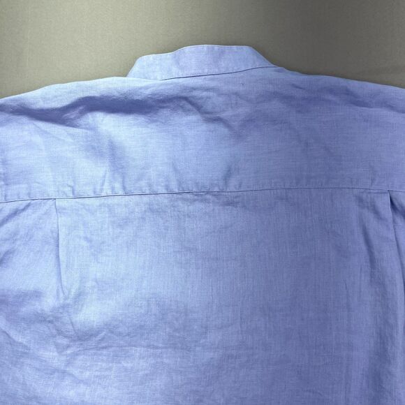 Finest Pure 100% Linen Classic Fit Long Sleeve Button Shirt Blue Men's Sz L - Picture 13 of 14